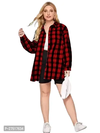 Trendy and stylish Women check shirt red for women-thumb0