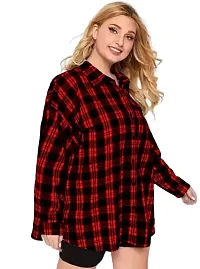 Trendy and stylish Women check shirt red for women-thumb1