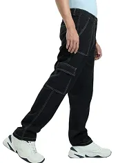 Men stylish baggy black cargo pocket causal wear-thumb1