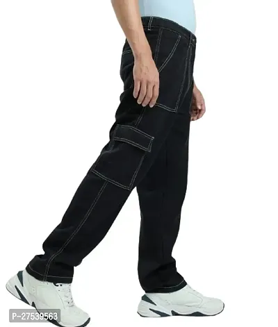 Men stylish baggy black cargo pocket causal wear-thumb2