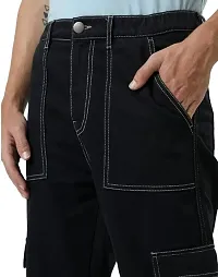 Men stylish baggy black cargo pocket causal wear-thumb2