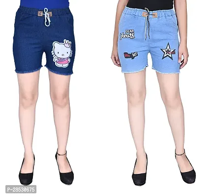 Trendy Denim Shorts for Girls Pack of 2-thumb0