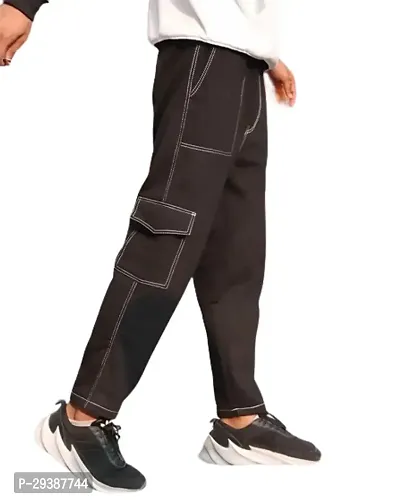 Trendy Black Denim Cargo Baggy Pant for Men