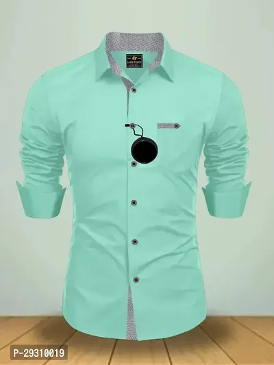 Trendy Cotton Blend Regular Fit Solid Spread Collar Casual Shirt For Men-thumb0