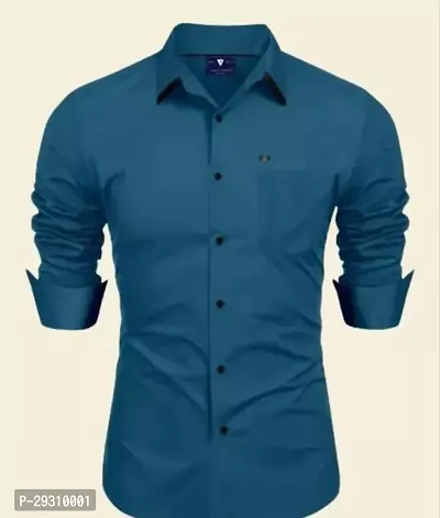 Trendy Cotton Blend Regular Fit Solid Spread Collar Casual Shirt For Men