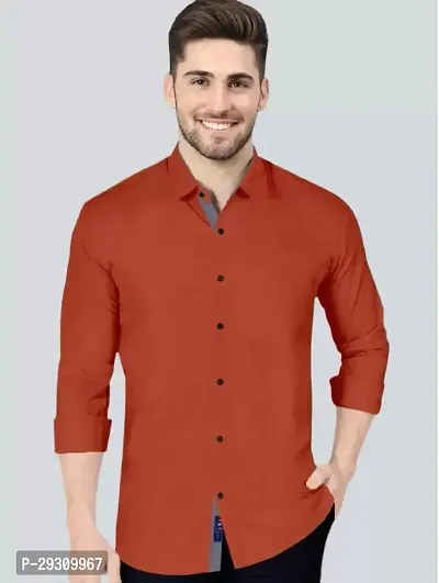Trendy Cotton Blend Regular Fit Solid Spread Collar Casual Shirt For Men-thumb0