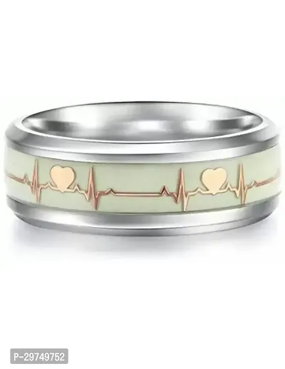 Titanium Stainless Steel Thumb Band Yellow glow rings Black Metal Combo Love heartbeat Finger Ring-thumb0