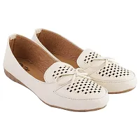 TipToss Women's Synthetic Leather Casual Bellies (Off White)-thumb1