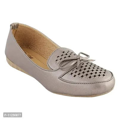 TipToss Women's Synthetic Leather Casual Bellies (Grey)-thumb5