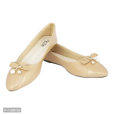 TipToss Women's Beige Ballet Flat -4 UK