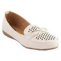 TipToss Women's Synthetic Leather Casual Bellies (Off White)-thumb4