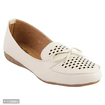 TipToss Women's Synthetic Leather Casual Bellies (Off White)-thumb5