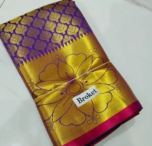 Brocade Banarasi Cotton Silk Sarees with Blouse Piece