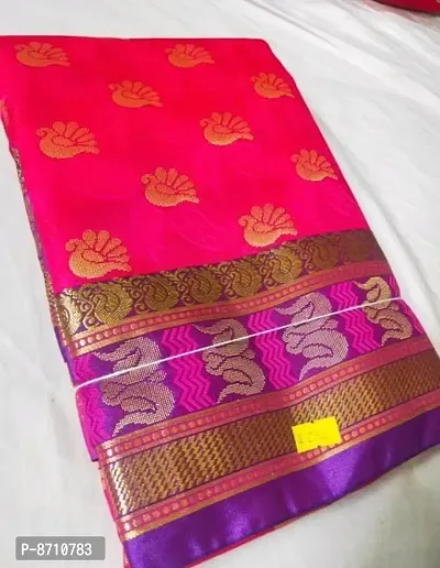 Stylish Fancy Satin Silk Zari Woven Jacquard Design Saree With Blouse Piece For Women