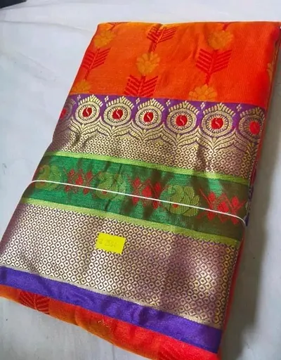 Satin Silk Zari Woven Jacquard Design Sarees With Blouse Piece