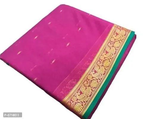 Stylish Fancy Cotton Blend Resham Woven Jacquard Design Saree With Blouse Piece For Women