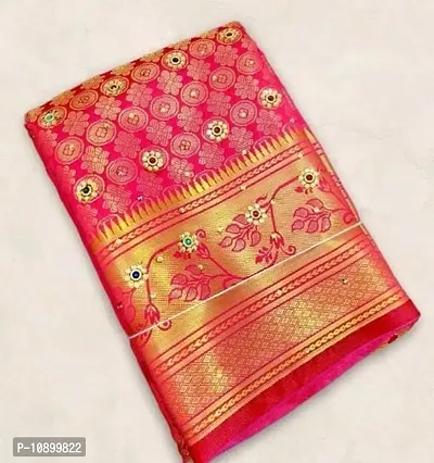 Kanjeevaram Art Silk Brocade Stone Work Sarees with Blouse Piece-thumb0