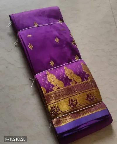 Banarasi Cotton Silk Jacquard Embroidered Sarees with Blouse Piece