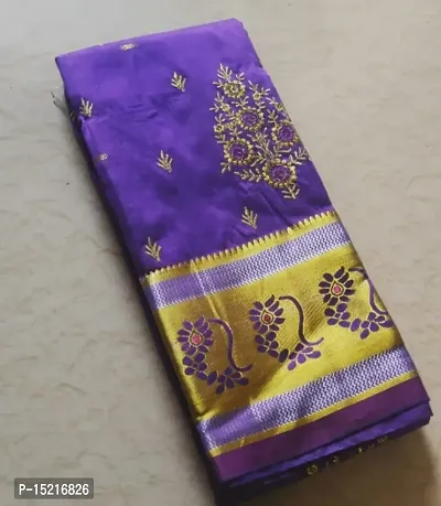Banarasi Cotton Silk Jacquard Embroidered Sarees with Blouse Piece-thumb0