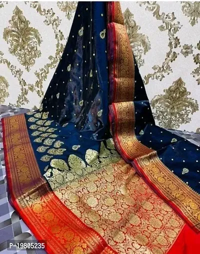 Banarasi Satin Silk Two Tone Embroidered Sarees With Rich Pallu and Blouse Piece-thumb0