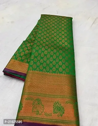 Kanjeevaram Brocade Silk Copper Zari Woven Pattu Sarees with Blouse Piece