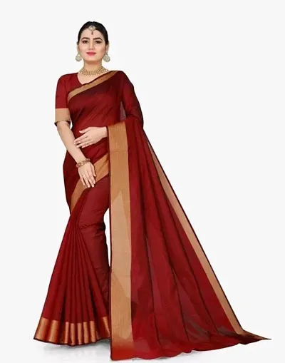 Art Silk Zari Border Saree with Blouse Piece