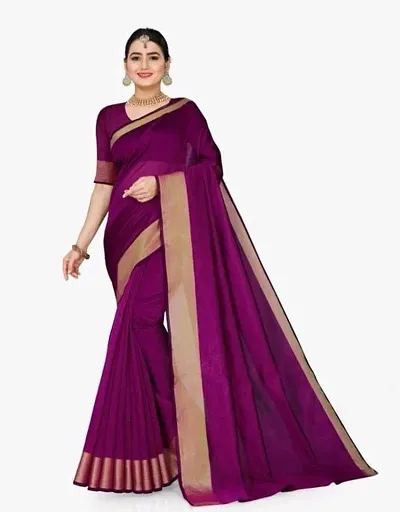 Art Silk Zari Border Sarees with Blouse Piece