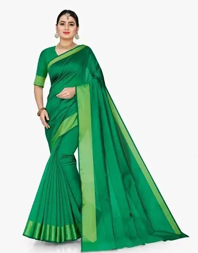 Art Silk Zari Border Saree with Blouse Piece