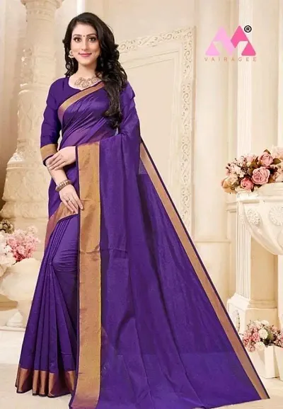 Art Silk Zari Border Saree with Blouse Piece