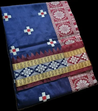 Sambhalpuri Satin Silk Embroidered Sarees with Blouse Piece