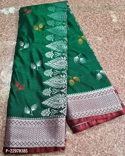 Banarasi Satin Silk Resham work Embroidery Sarees with Blouse Piece-thumb0