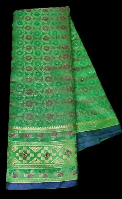 Kanjeevaram Art Silk Brocade Stone Work Sarees with Blouse Piece