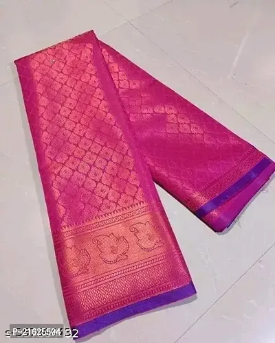 Kanjeevaram Brocade Silk Copper Zari Woven Pattu Sarees with Blouse Piece