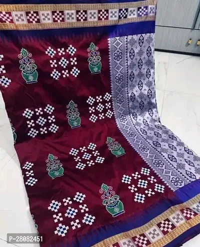 Sambhalpuri Satin Silk Embroidered Sarees with Blouse Piece
