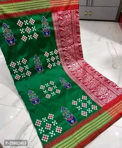 Sambhalpuri Satin Silk Embroidered Sarees with Blouse Piece-thumb0