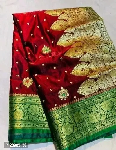 Banarasi Satin Silk Embroidered Sarees with Blouse Piece