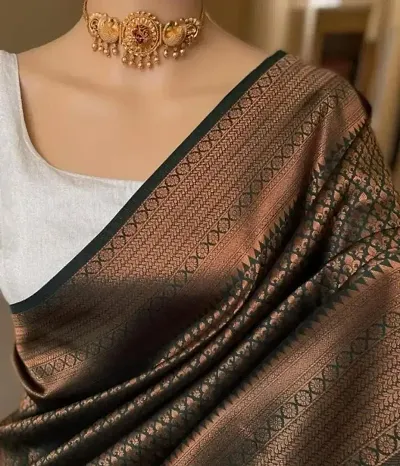 Kanjeevaram Copper Zari Pattu Silk Sarees with Blouse Piece