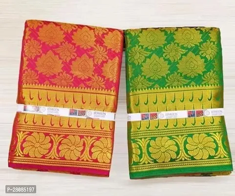 Combo Pack Of 2 Brocade Kanjeevaram Silk Saree with Blouse Piece-thumb0