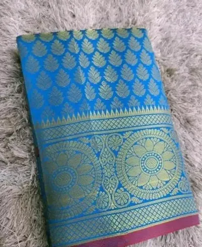 Kanjeevaram Brocade Silk Copper Zari Woven Pattu Sarees with Blouse Piece