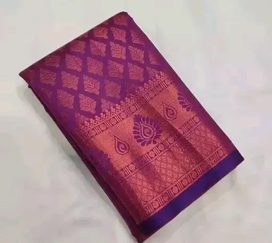 Kanjeevaram Copper Zari Brocade Pattu Silk Sarees with Blouse Piece