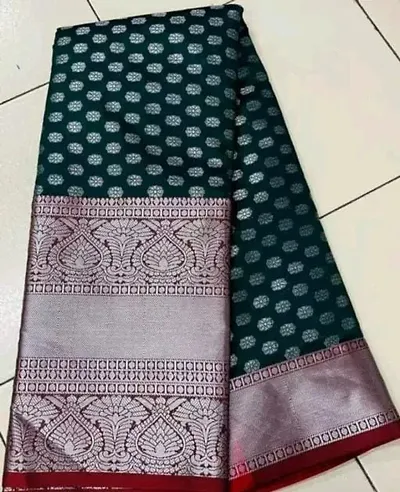 Kanchipuram Pattu Silver Big Border Brocade Silk Sarees with Blouse Piece