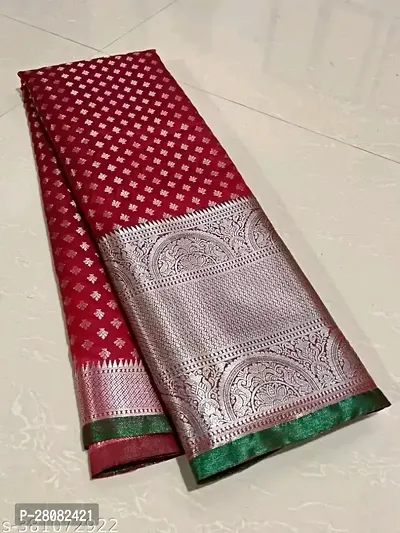 Kanchipuram Pattu Silver Zari Big Border Brocade Silk Saree with Blouse Piece-thumb2