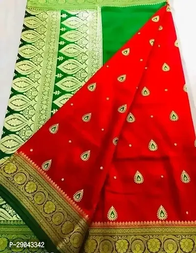 Banarasi Satin Silk Zari Weaving Jacquard Sarees with Blouse Piece-thumb0