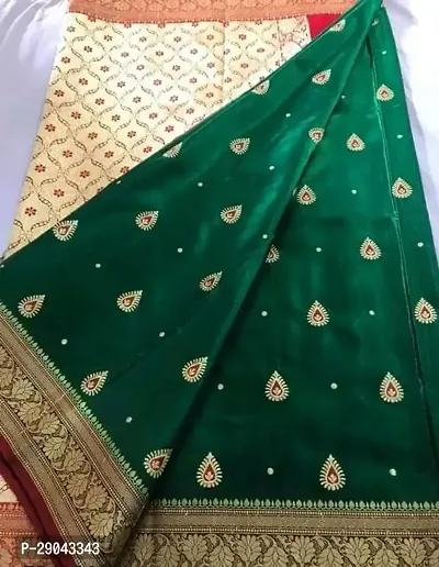 Banarasi Satin Silk Zari Weaving Jacquard Sarees with Blouse Piece