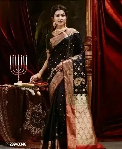 Banarasi Satin Silk Zari Weaving Jacquard Sarees with Blouse Piece