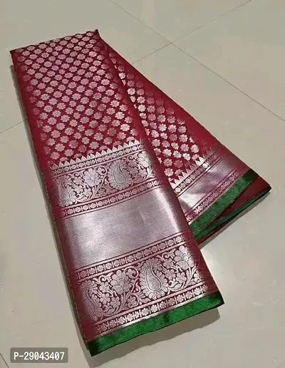 Banarasi Satin Silk Zari Weaving Jacquard Sarees with Blouse Piece