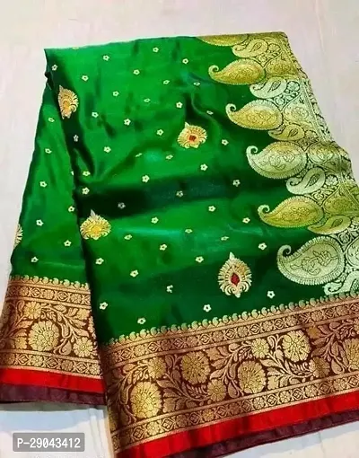 Banarasi Satin Silk Zari Weaving Jacquard Sarees with Blouse Piece-thumb0