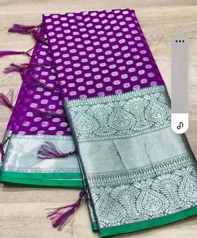 Kanchipuram Pattu Silver Big Border Brocade Silk Sarees with Blouse Piece