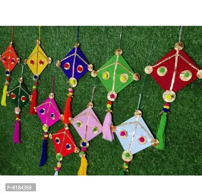 Woollen Handmade Colourful Kite Hanging Decoration- Pack of 5-thumb0