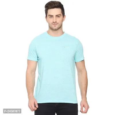 YouthCrush Men Round Neck Sky Millange T-Shirt (Small, Sky)